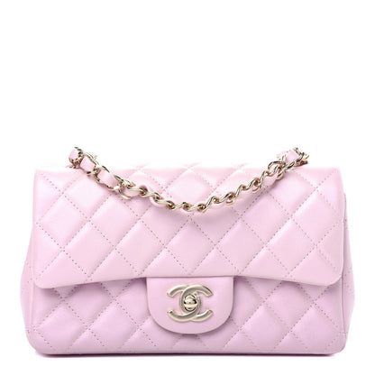 Chanel Iridescent Calfskin Quilted Mini Rectangular Flap Light Pink 1 of 11