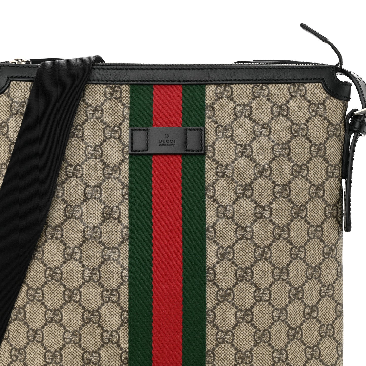 GG Supreme Monogram Web Messenger Bag Black