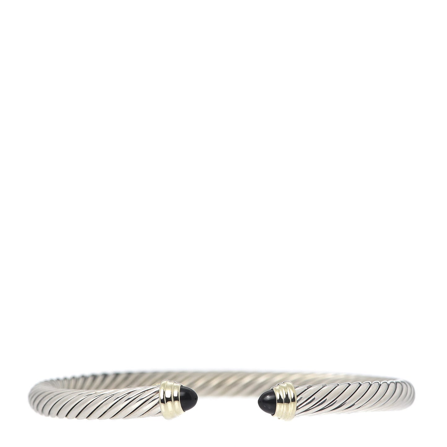 Sterling Silver 14K Yellow Gold Black Onyx 5mm Cable Classics Petite Color Bracelet