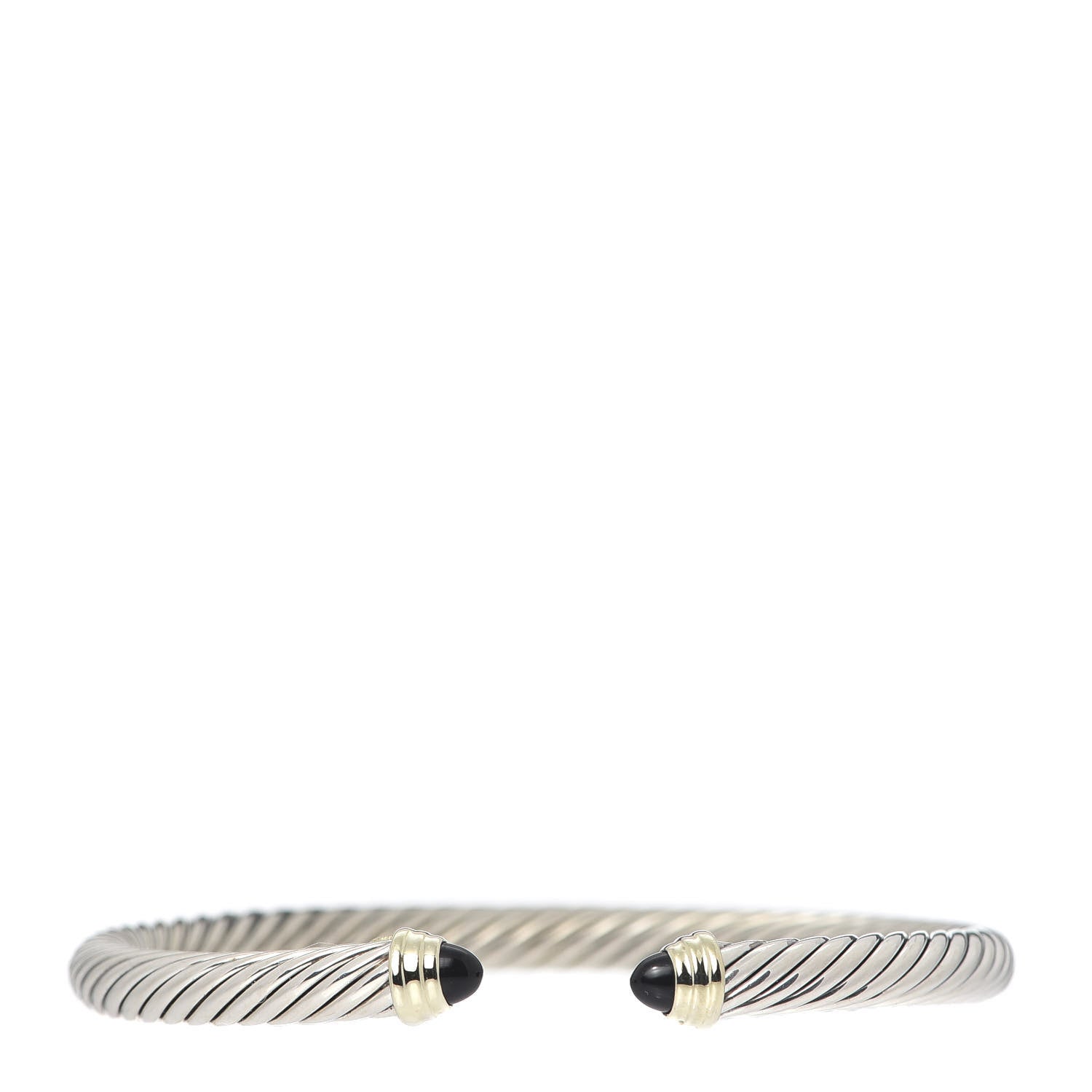 David Yurman Sterling Silver 14K Yellow Gold Black Onyx 5mm Cable Classics Petite Color Bracelet 1 of 5