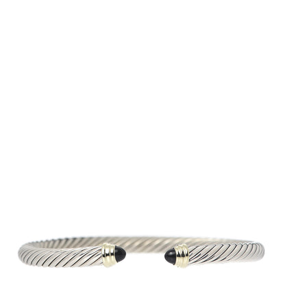 David Yurman Sterling Silver 14K Yellow Gold Black Onyx 5mm Cable Classics Petite Color Bracelet 1 of 5