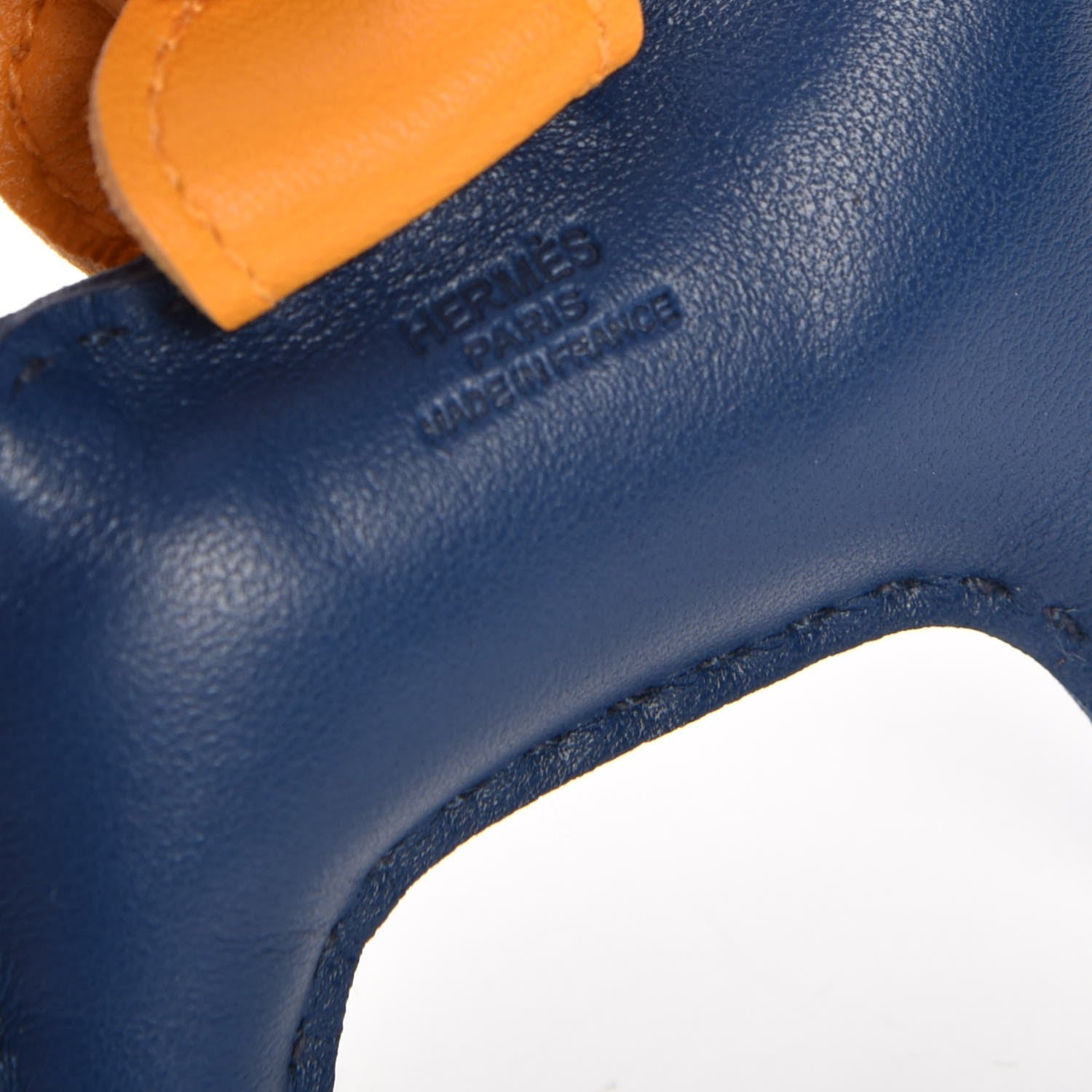 Hermes Milo Lambskin Grigri Rodeo Horse Bag Charm PM Bleu de Malte Cornaline Jaune D'Or 3 of 4