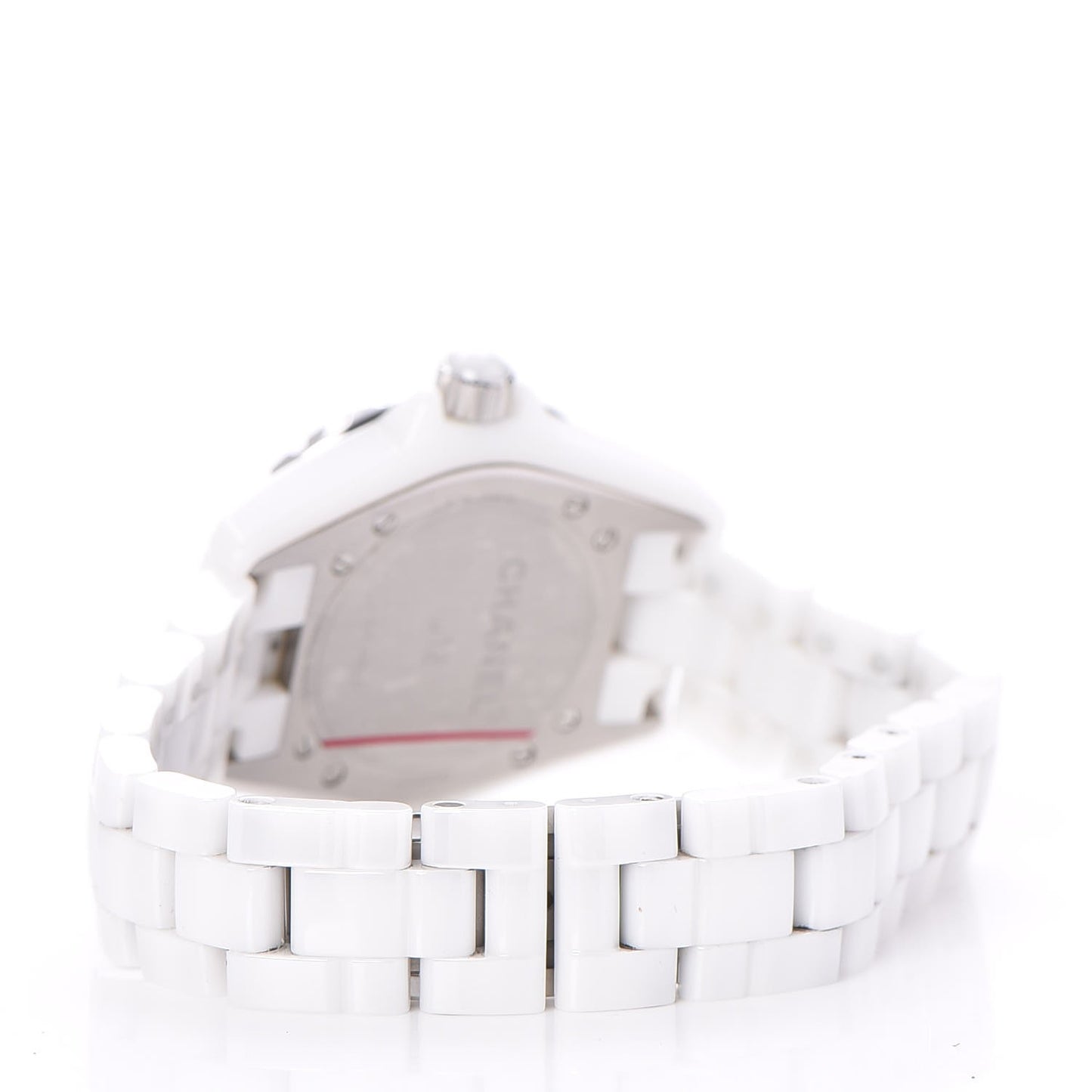 Stainless Steel Ceramic Diamond Pink Sapphire 33mm J12 Quartz Watch White