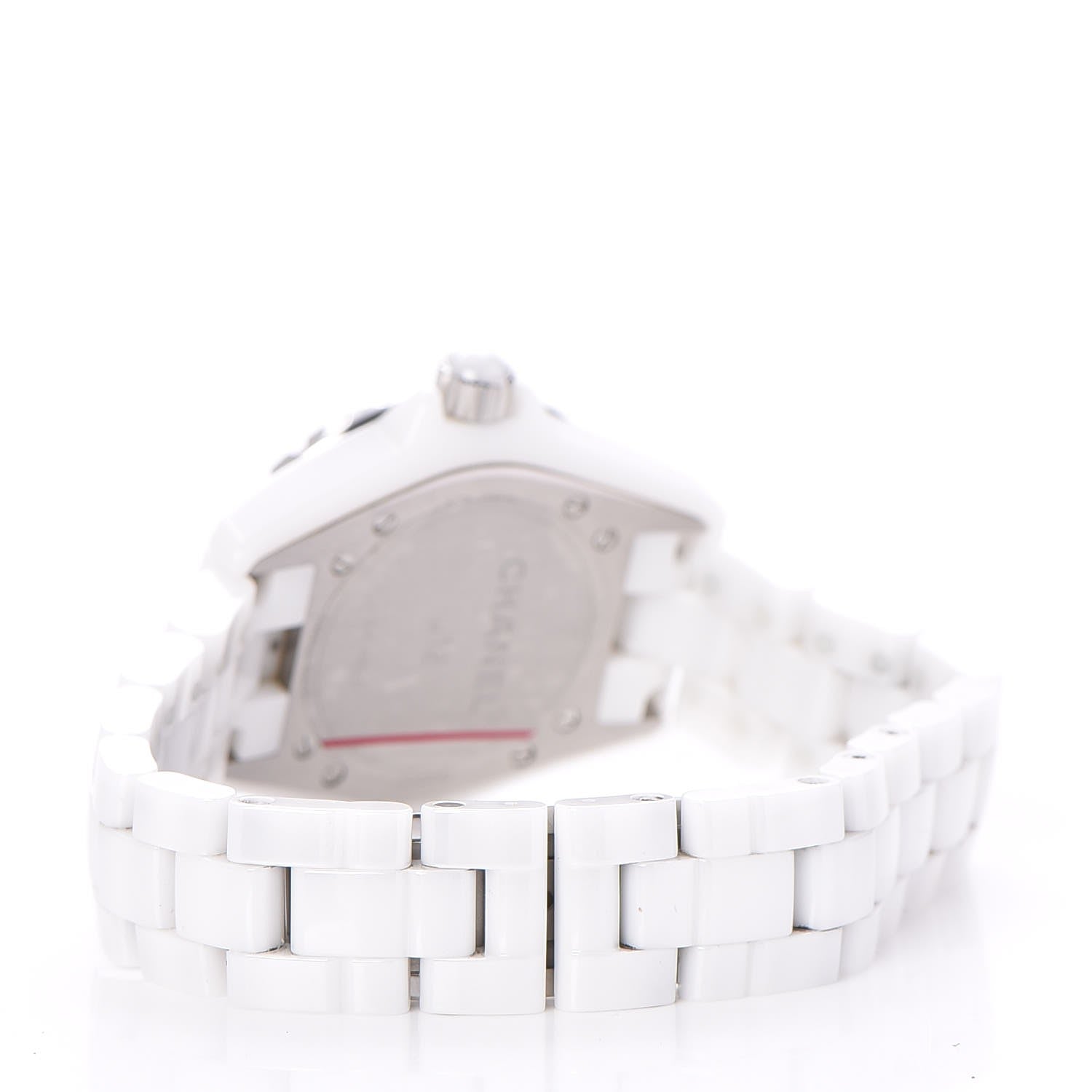 Chanel Stainless Steel Ceramic Diamond Pink Sapphire 33mm J12 Quartz Watch White 3 of 7