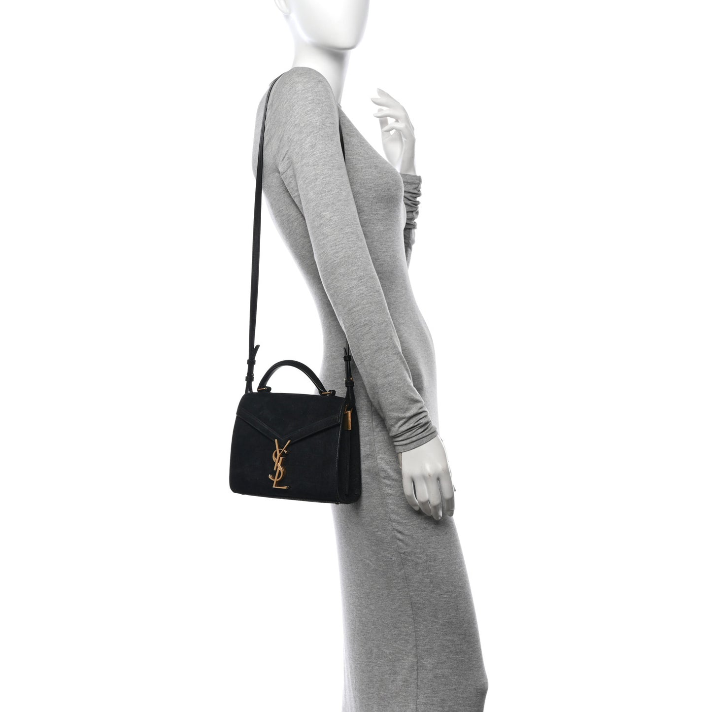 Nubuk Crocodile Embossed Mini Classic Monogram Cassandra Top Handle Black