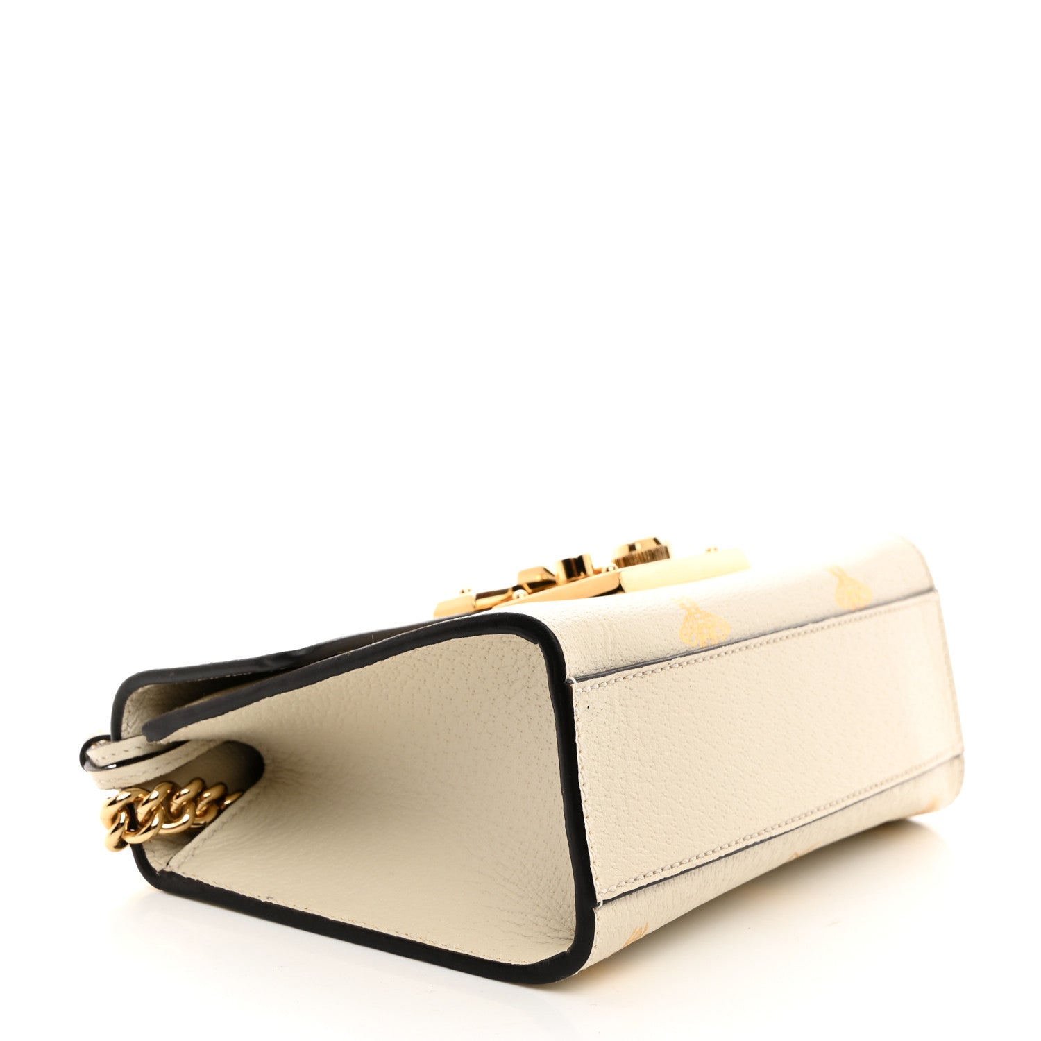 Gucci Grained Calfskin Bee Star Small Padlock Shoulder Bag White 4 of 10