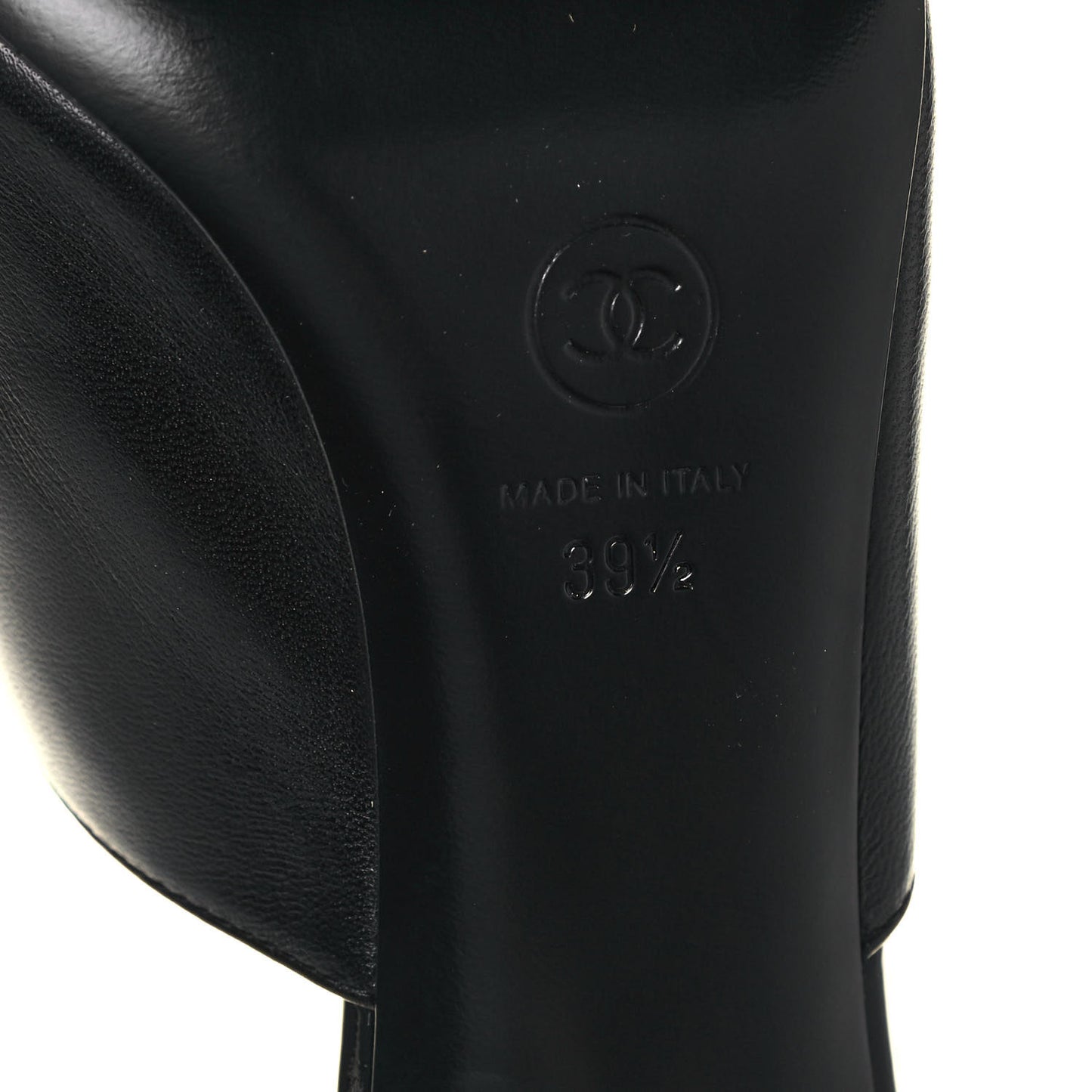 Lambskin Patent Cap Toe Pearl Mules 39.5 Black
