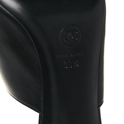 Chanel Lambskin Patent Cap Toe Pearl Mules 39.5 Black 6 of 10