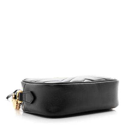 Gucci Calfskin Matelasse Mini GG Marmont Chain Shoulder Bag Black 4 of 10