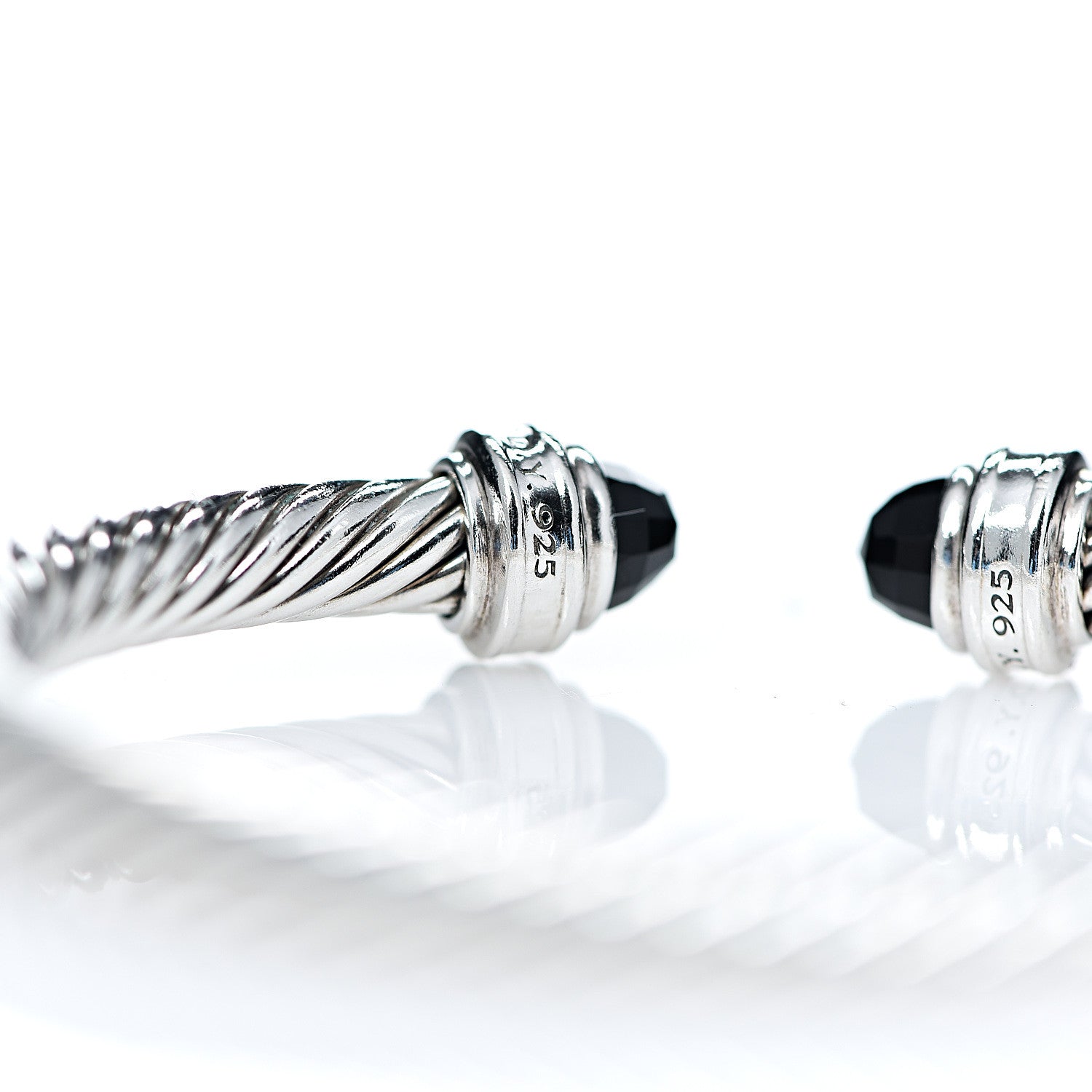 David Yurman Sterling Silver Diamond Black Onyx 5mm Cable Classics Bracelet 3 of 4