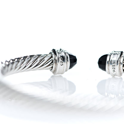 David Yurman Sterling Silver Diamond Black Onyx 5mm Cable Classics Bracelet 3 of 4