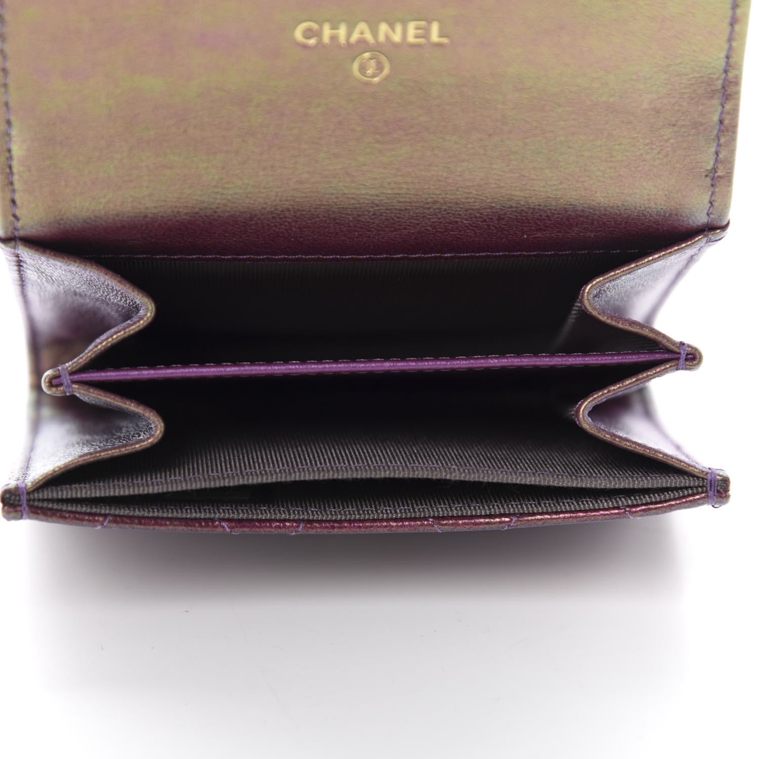 Chanel Iridescent Lambskin Quilted Flap Card Holder Purple 5 of 9
