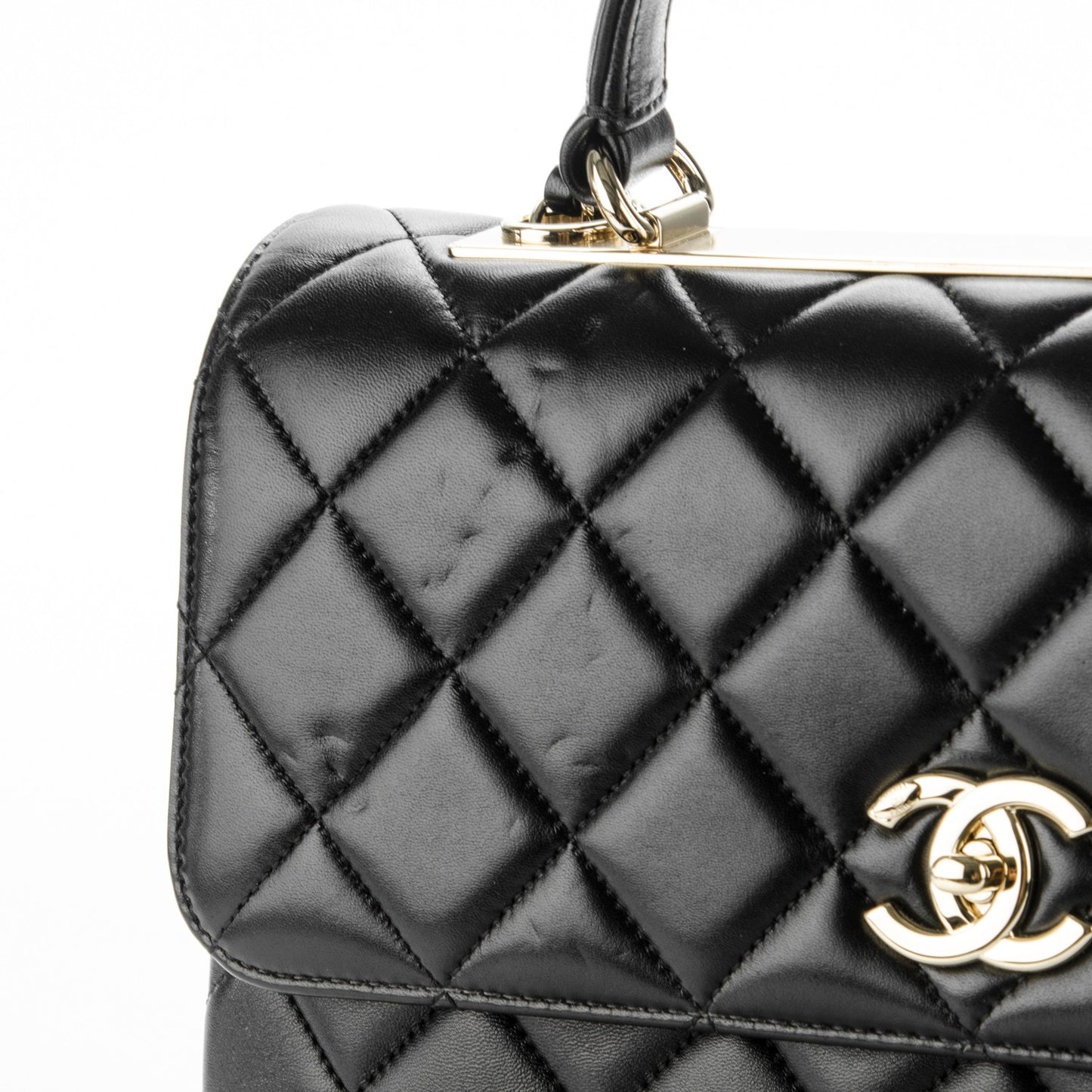 Lambskin Quilted Medium Trendy CC Flap Dual Handle Bag Black