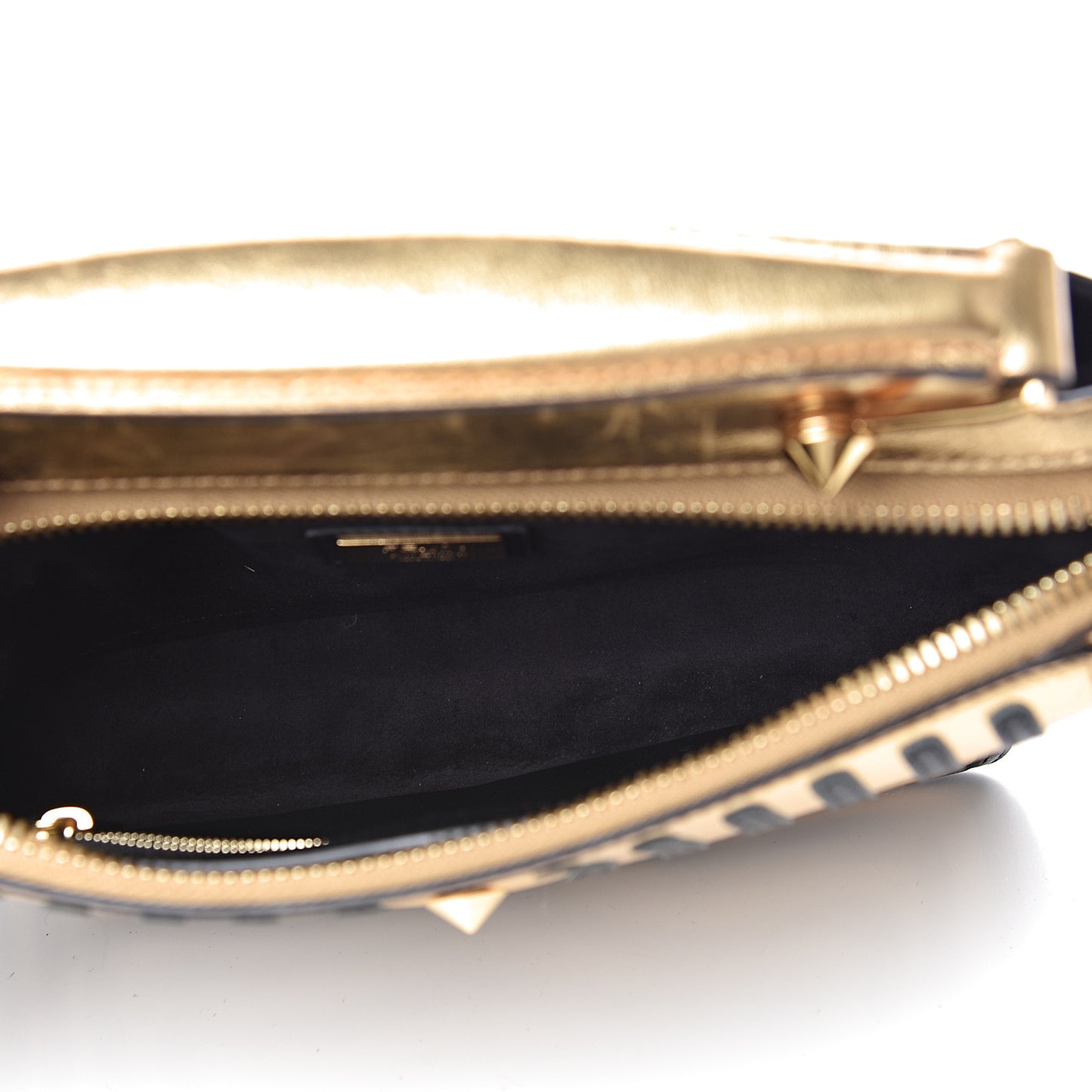 Lambskin Waves Small DotCom Click Chain Satchel Gold Black