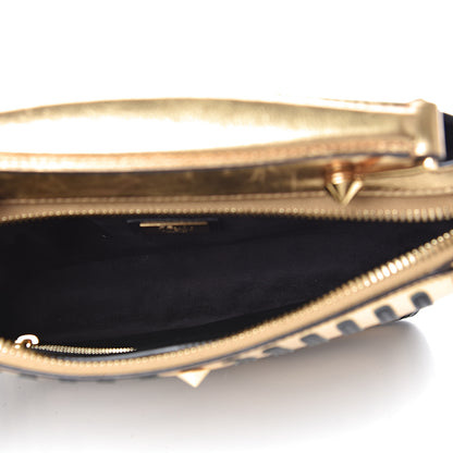 Fendi Lambskin Waves Small DotCom Click Chain Satchel Gold Black 5 of 15