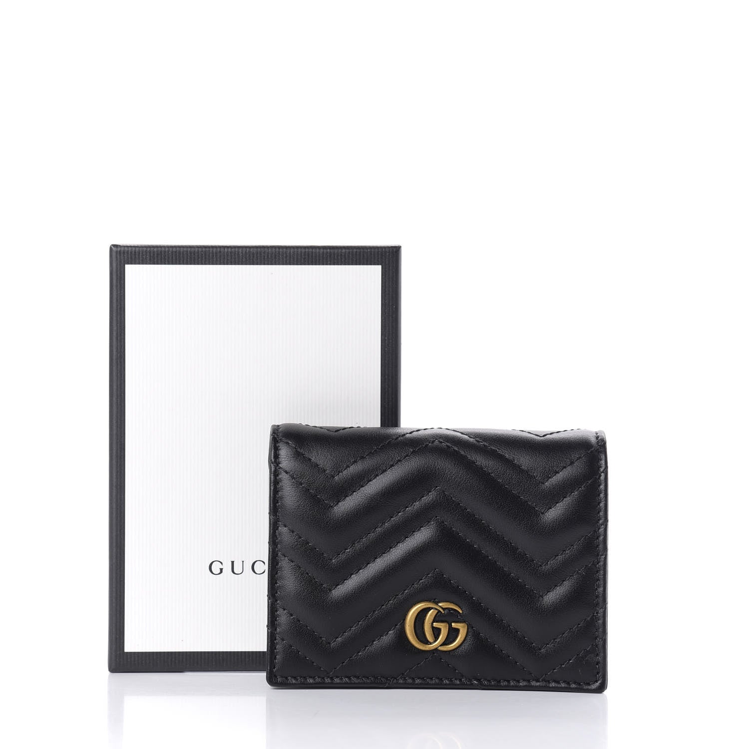 Gucci Calfskin Matelasse GG Marmont Card Case Wallet Black 7 of 7