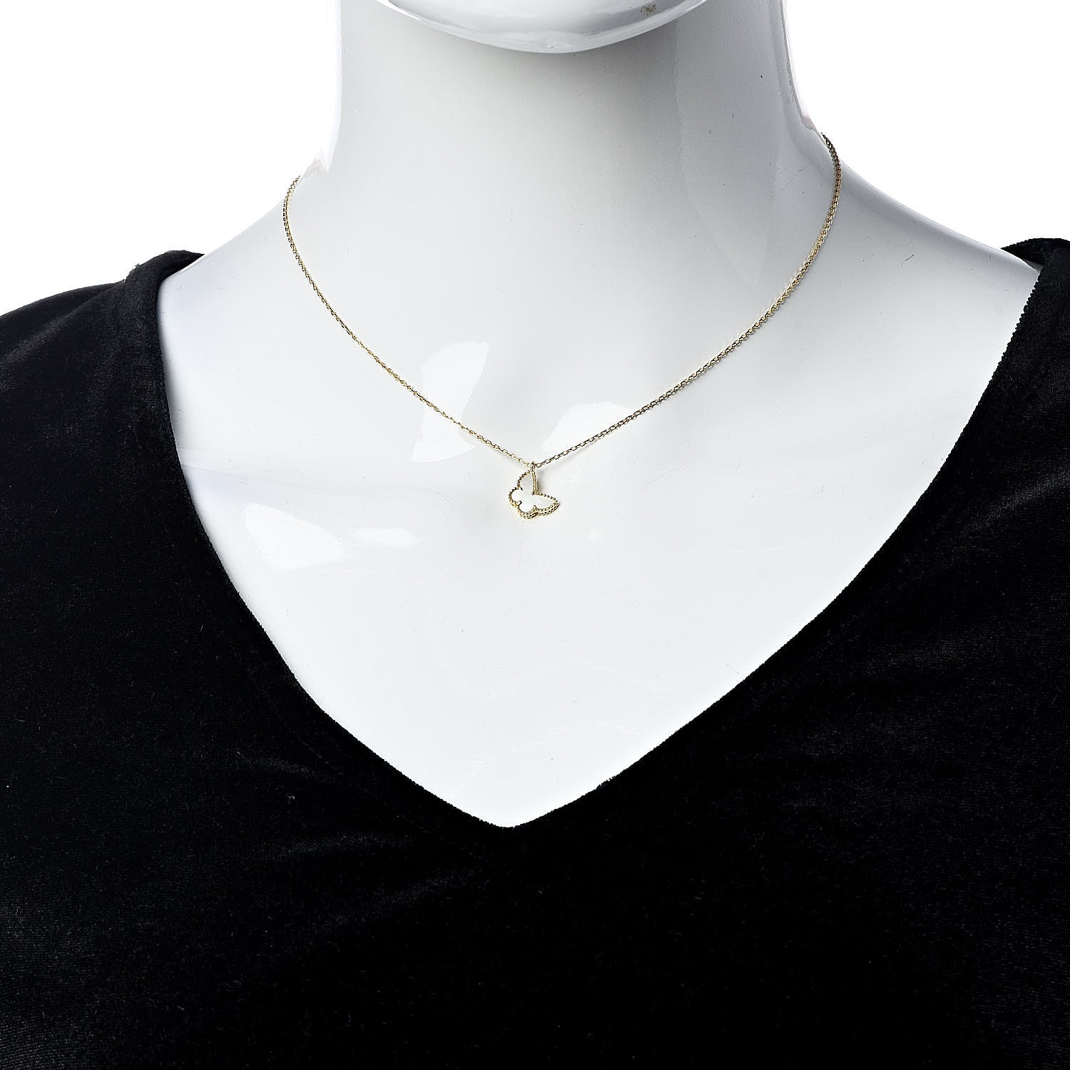 Van Cleef & Arpels 18K Yellow Gold Mother of Pearl Sweet Alhambra Butterfly Pendant Necklace 2 of 8