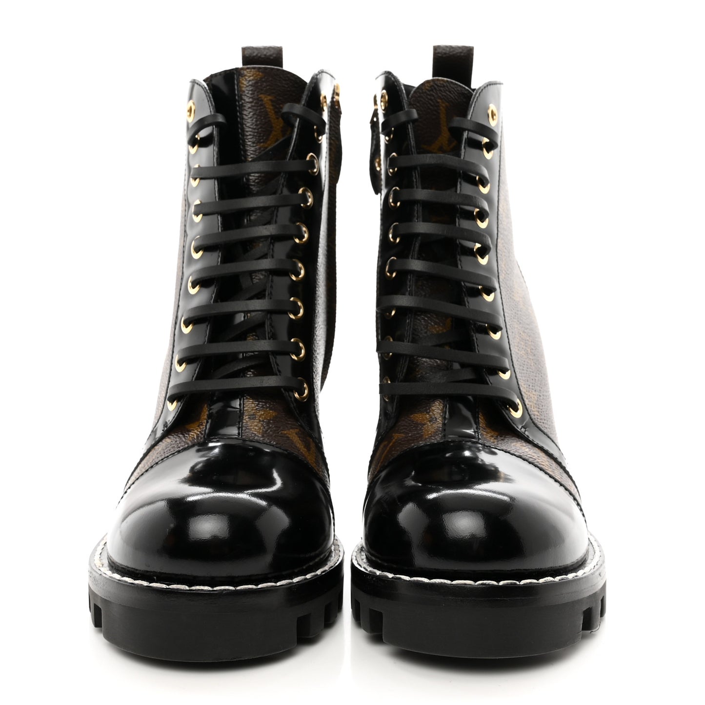 Patent Calfskin Monogram Star Trail Ankle Boots 38.5 Black