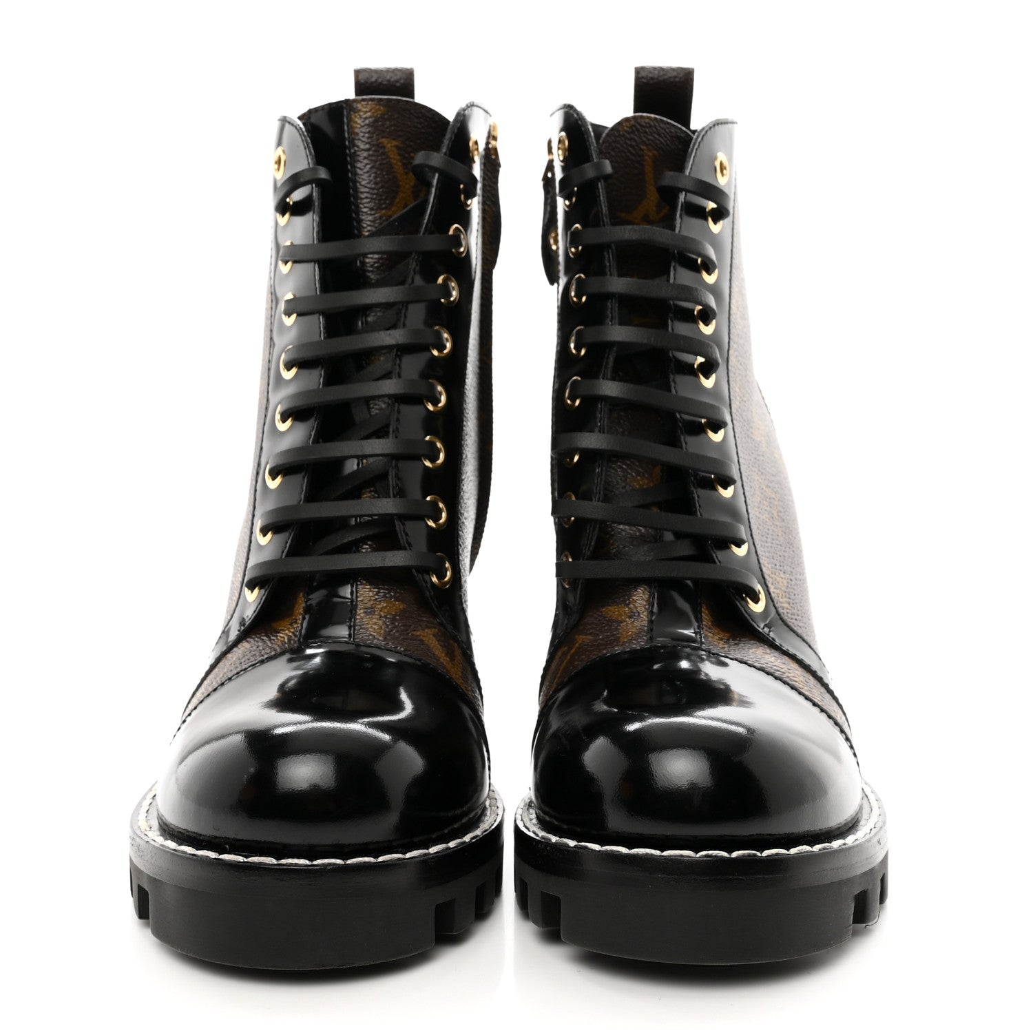 Louis Vuitton Patent Calfskin Monogram Star Trail Ankle Boots 38.5 Black 2 of 12