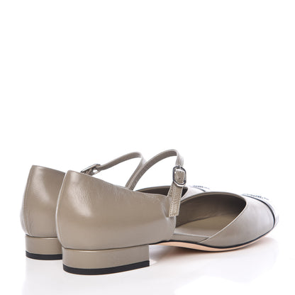 Chanel Crumpled Calfskin Patent Cap Toe Flats 39.5 Khaki Black 4 of 12