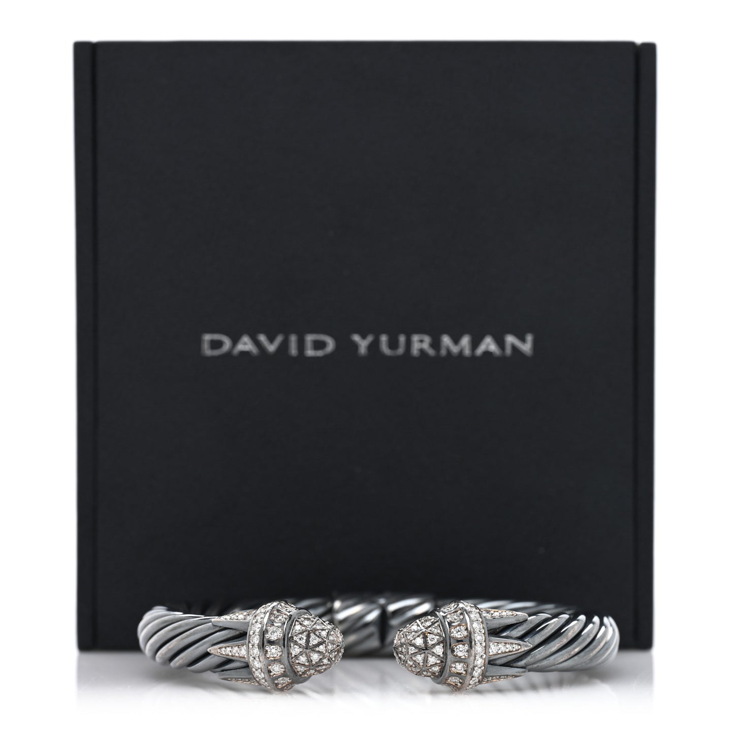 Darkened Sterling Silver Diamond 9mm Cable Statue of Liberty Bracelet