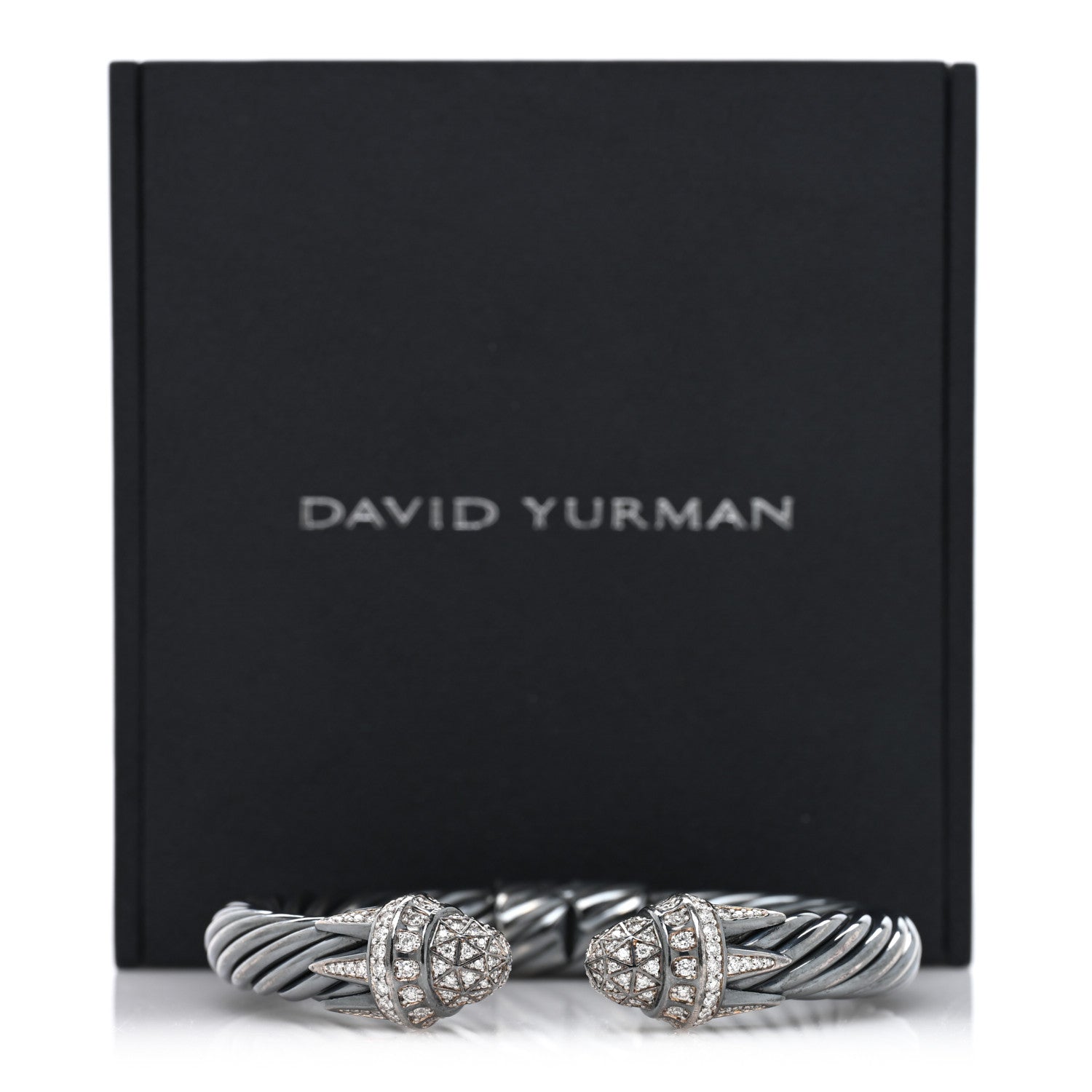 David Yurman Darkened Sterling Silver Diamond 9mm Cable Statue of Liberty Bracelet 4 of 4