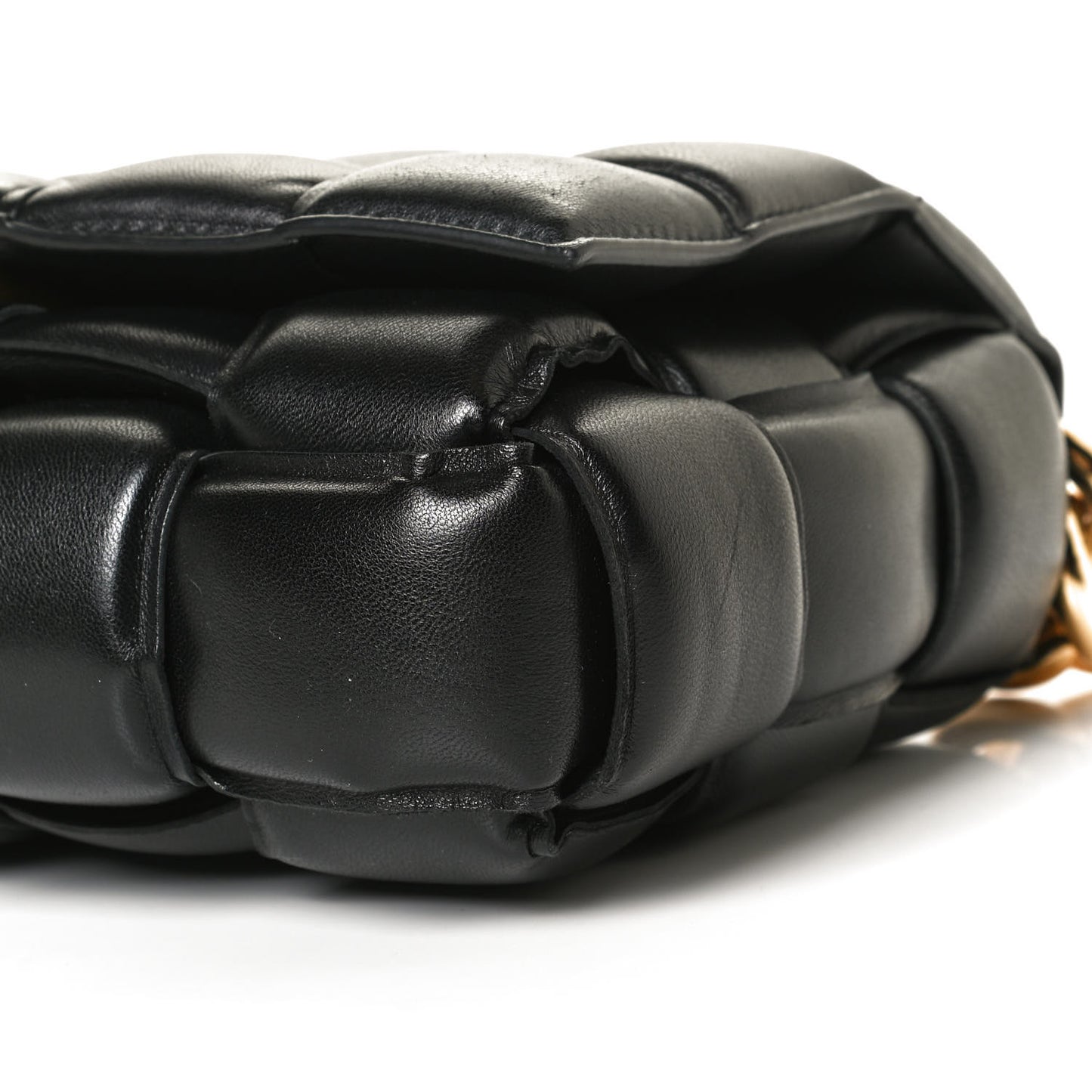 Lambskin Maxi Intreccio Padded Chain Cassette Crossbody Bag Black