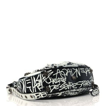 Balenciaga Agneau Arena Graffiti Small Le Cagole Shoulder Bag Black White 4 of 10