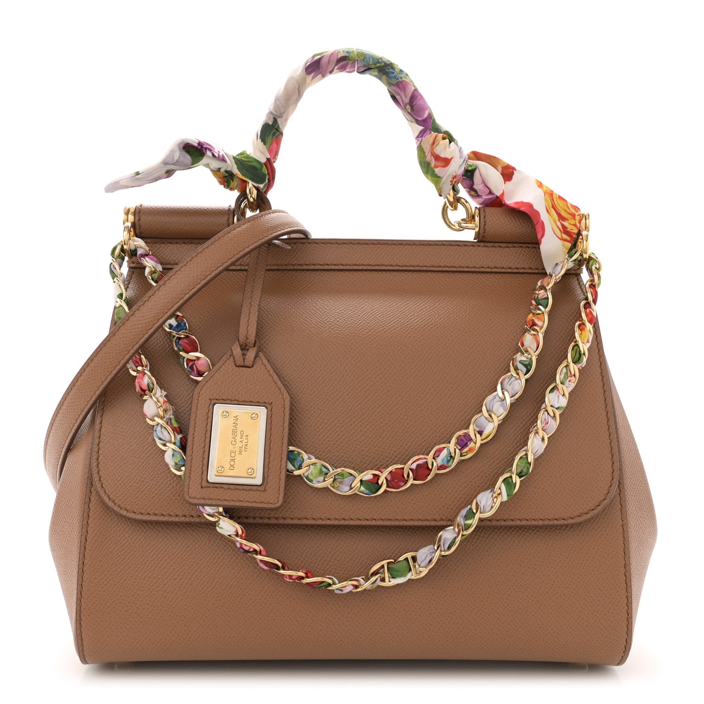 Dauphine Medium Miss Sicily Satchel With Scarf Caramello