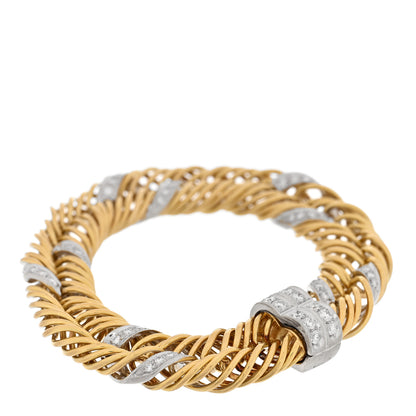 Pomellato 18K Yellow White Gold Diamond Iconica Double Coil Bracelet 1 of 3
