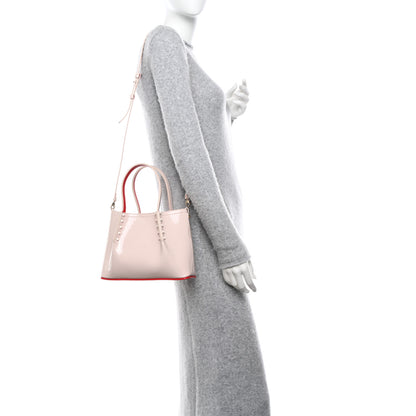 Christian Louboutin Patent Snakeskin Embossed Spiked Mini Cabarock Shopper Tote Leche 2 of 10