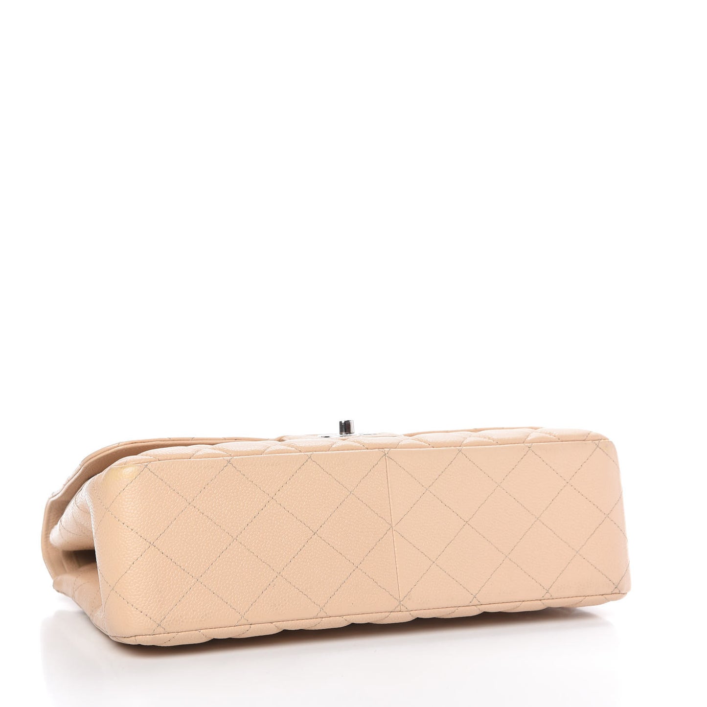 Caviar Quilted Jumbo Double Flap Beige Clair