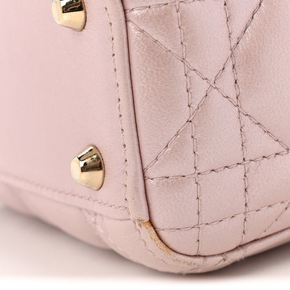 Christian Dior Metallic Lambskin Cannage Mini Lady Dior Lotus 11 of 13