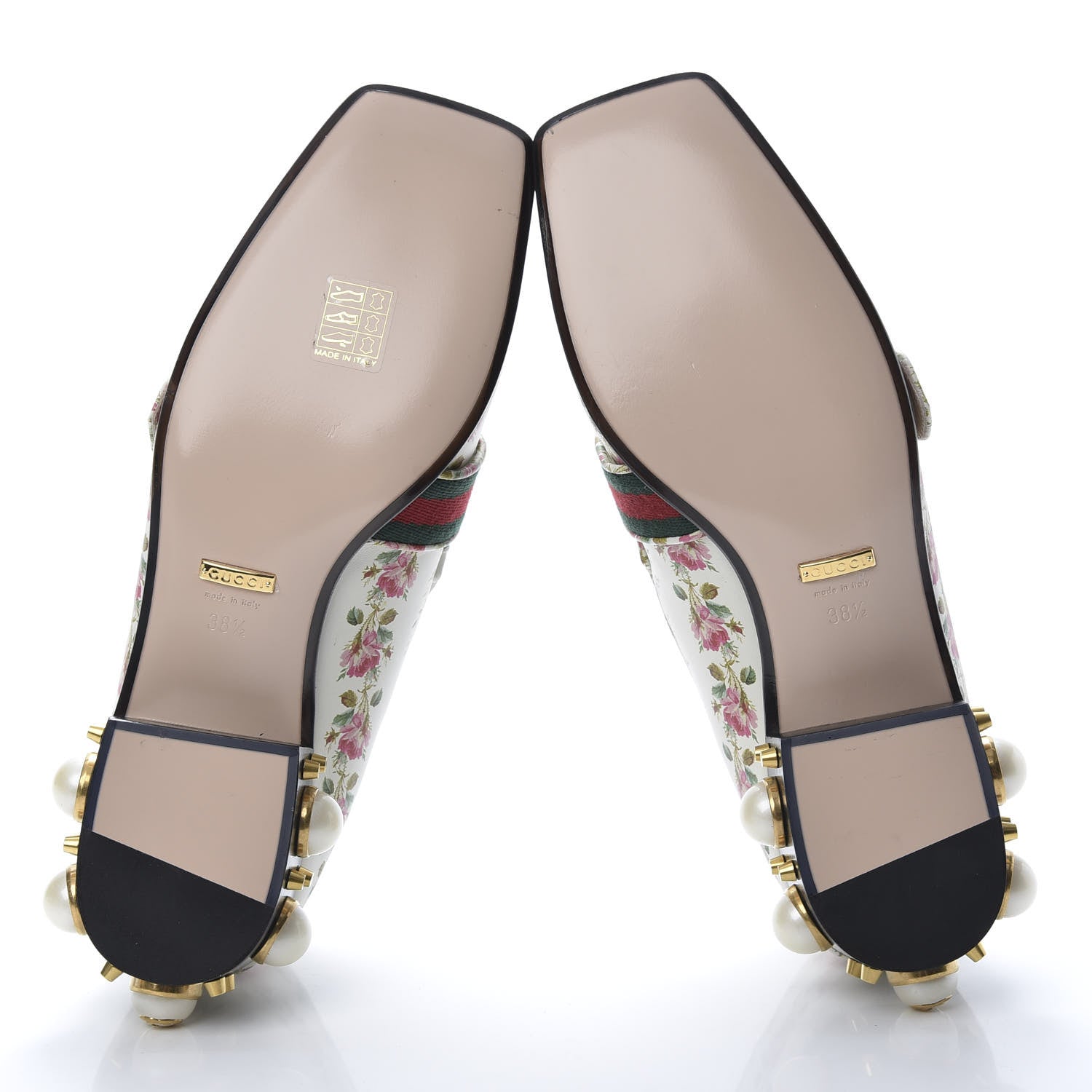 Gucci Calfskin Web Pearl Embellished Peyton Loafer 38.5 White 6 of 11