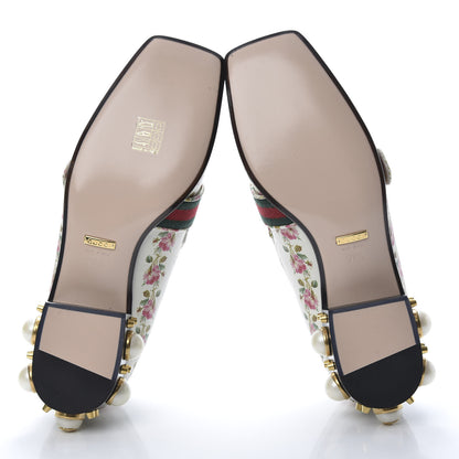 Gucci Calfskin Web Pearl Embellished Peyton Loafer 38.5 White 6 of 11