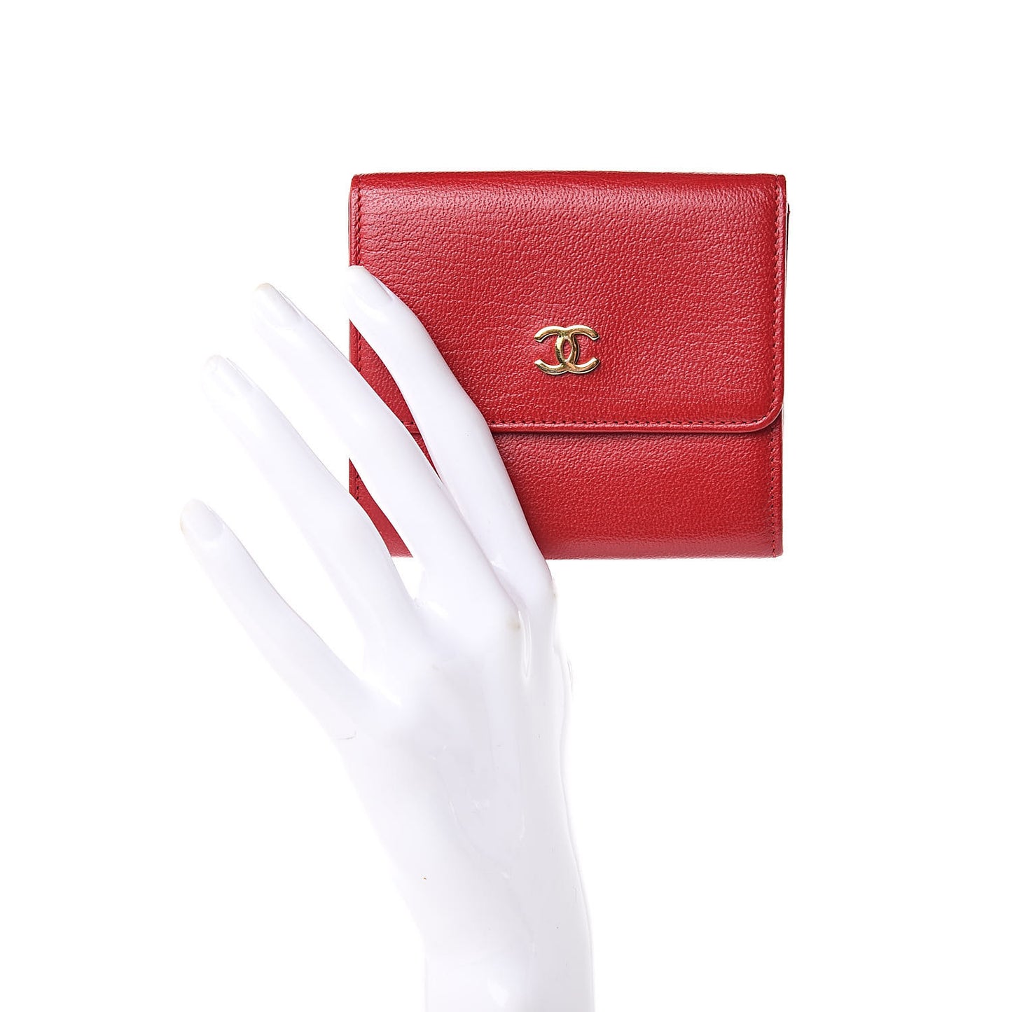 Goatskin Compact Double Sided Wallet Red