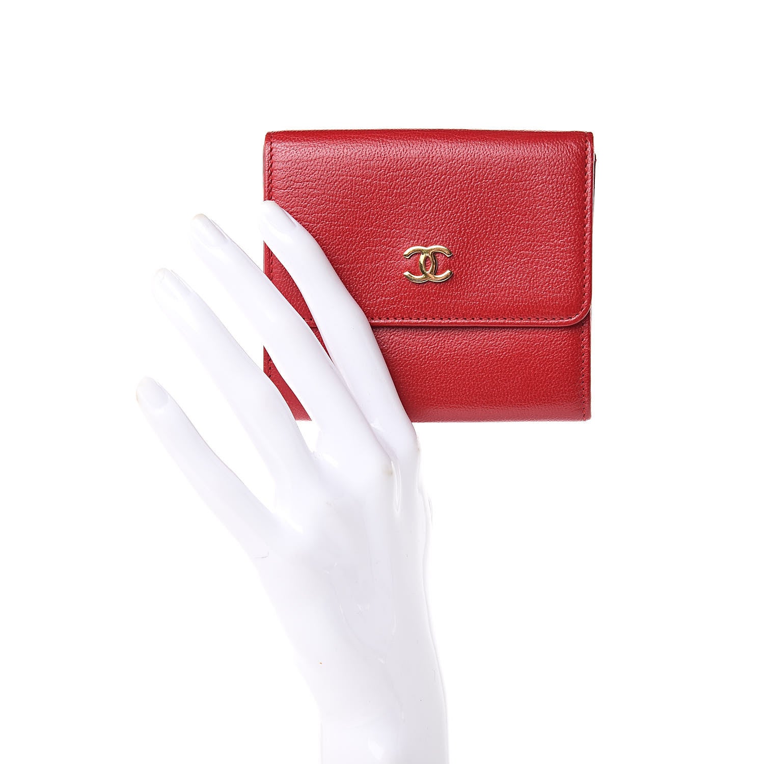Chanel Goatskin Compact Double Sided Wallet Red 2 of 9