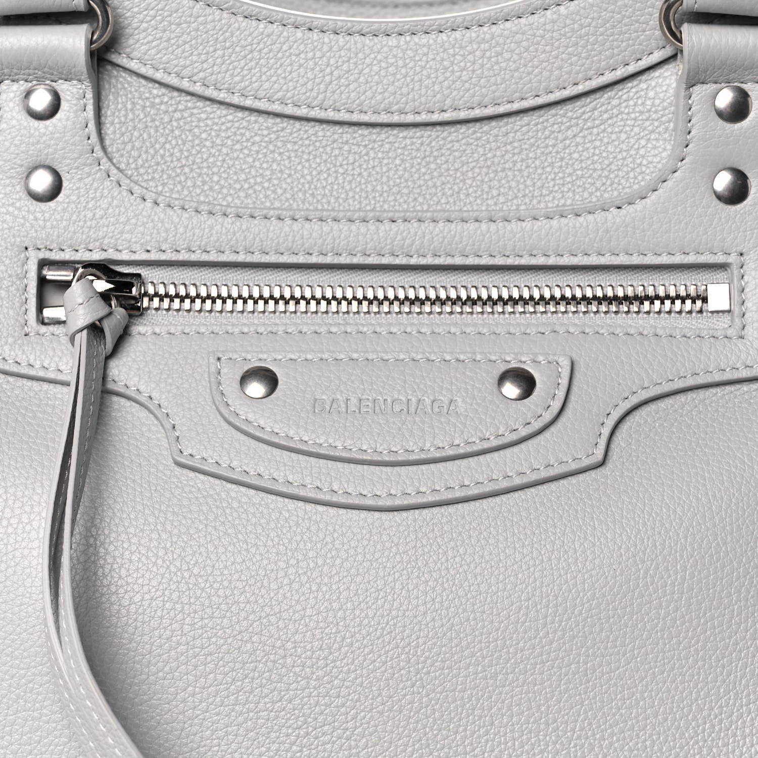 Balenciaga Grained Calfskin Neo Classic Silver Hardware Large Top Handle Bag Light Grey 8 of 14
