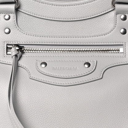 Balenciaga Grained Calfskin Neo Classic Silver Hardware Large Top Handle Bag Light Grey 8 of 14