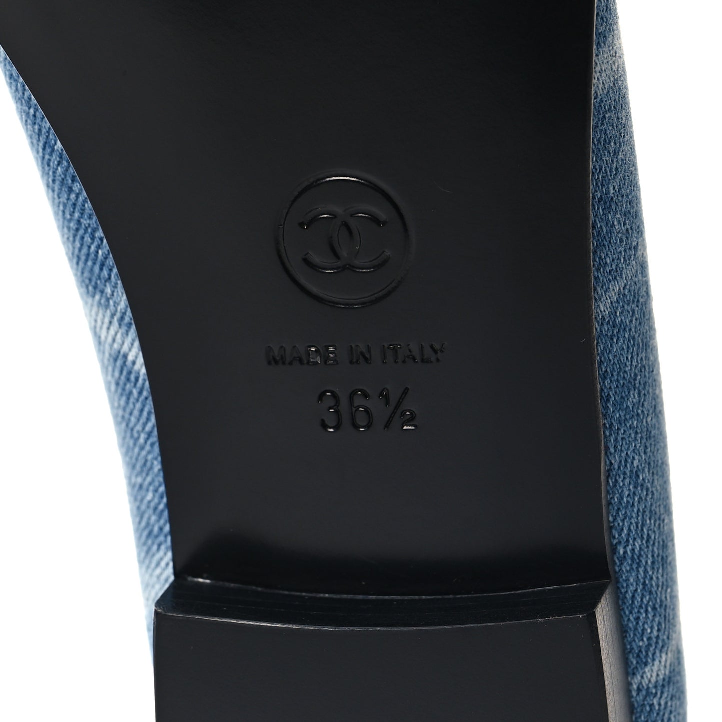 Denim Printed CC Cap Toe Ballerina Flats 36.5 Light Blue White