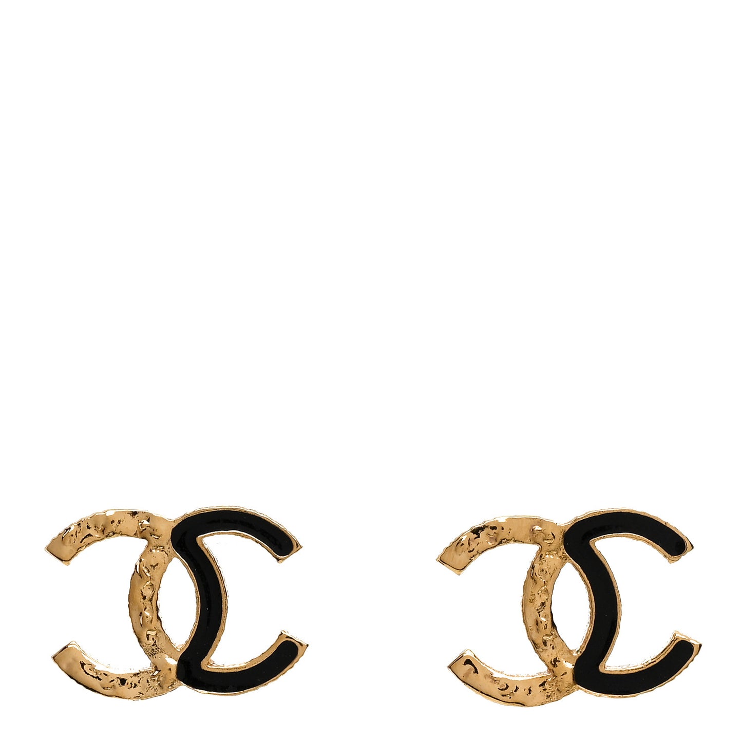 Enamel CC Earrings Black Gold