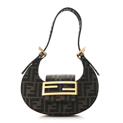 Fendi Fabric Jacquard FF 1974 Mini Cookie Hobo Bag Tobacco Moro 1 of 10