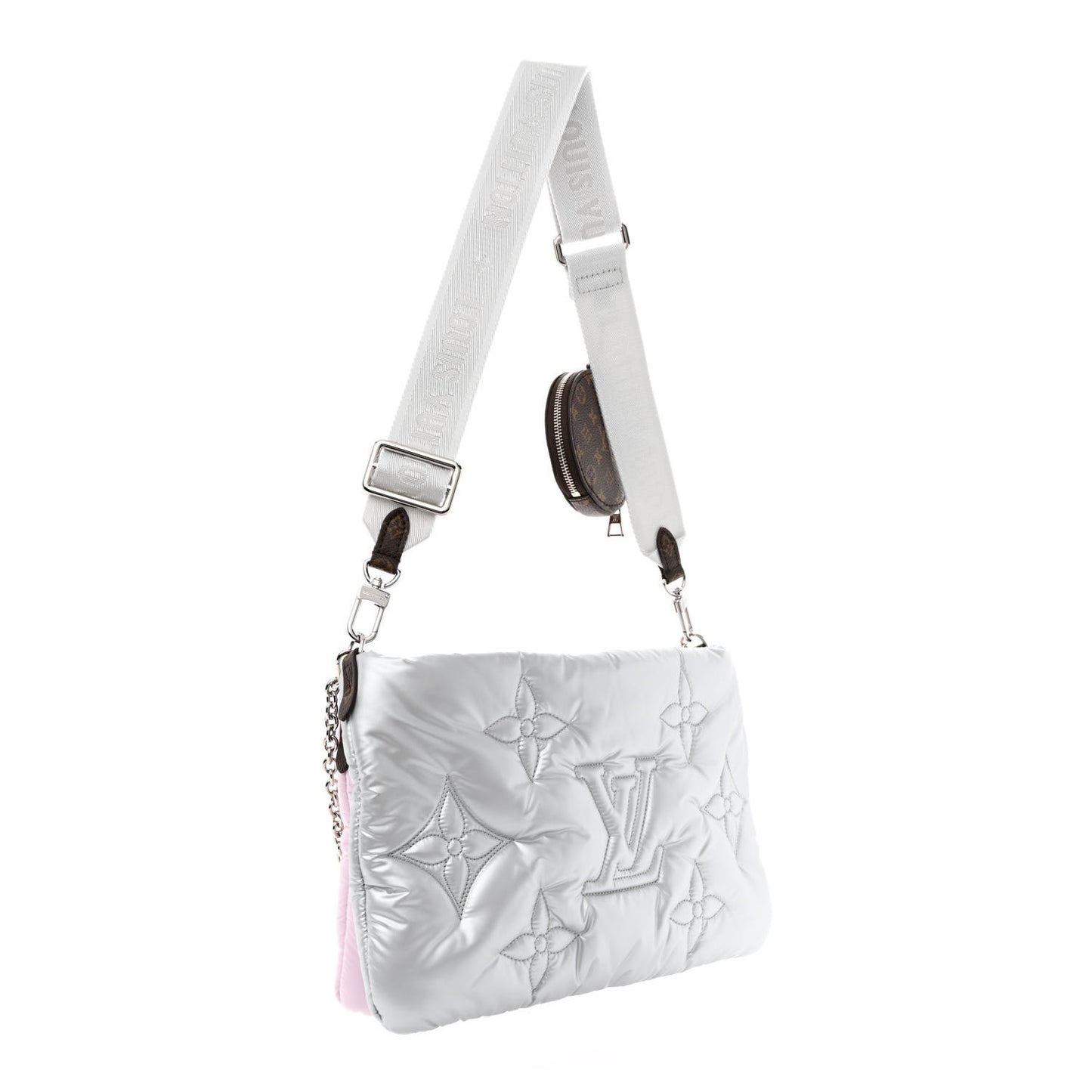 Econyl Monogram Pillow Maxi Multi Pochette Accessories Silver Pale Pink