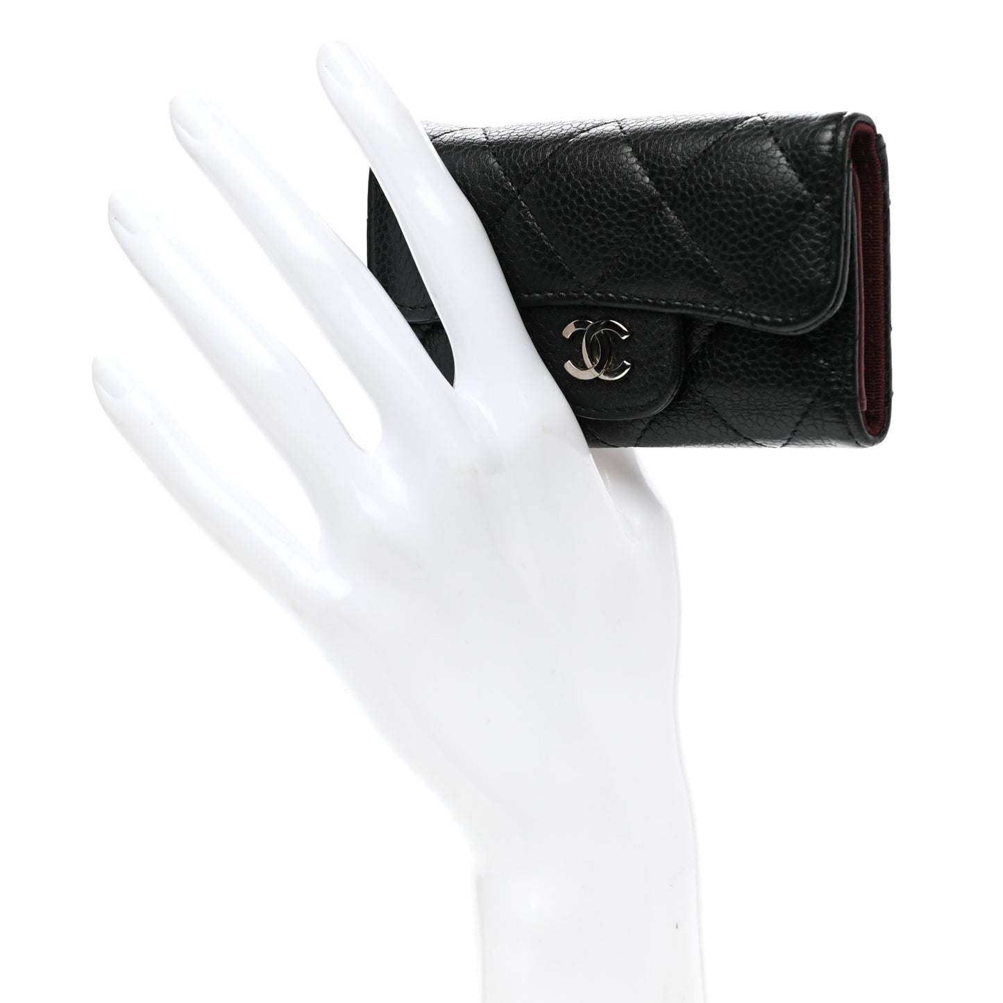Caviar Quilted 6 Key Holder Black
