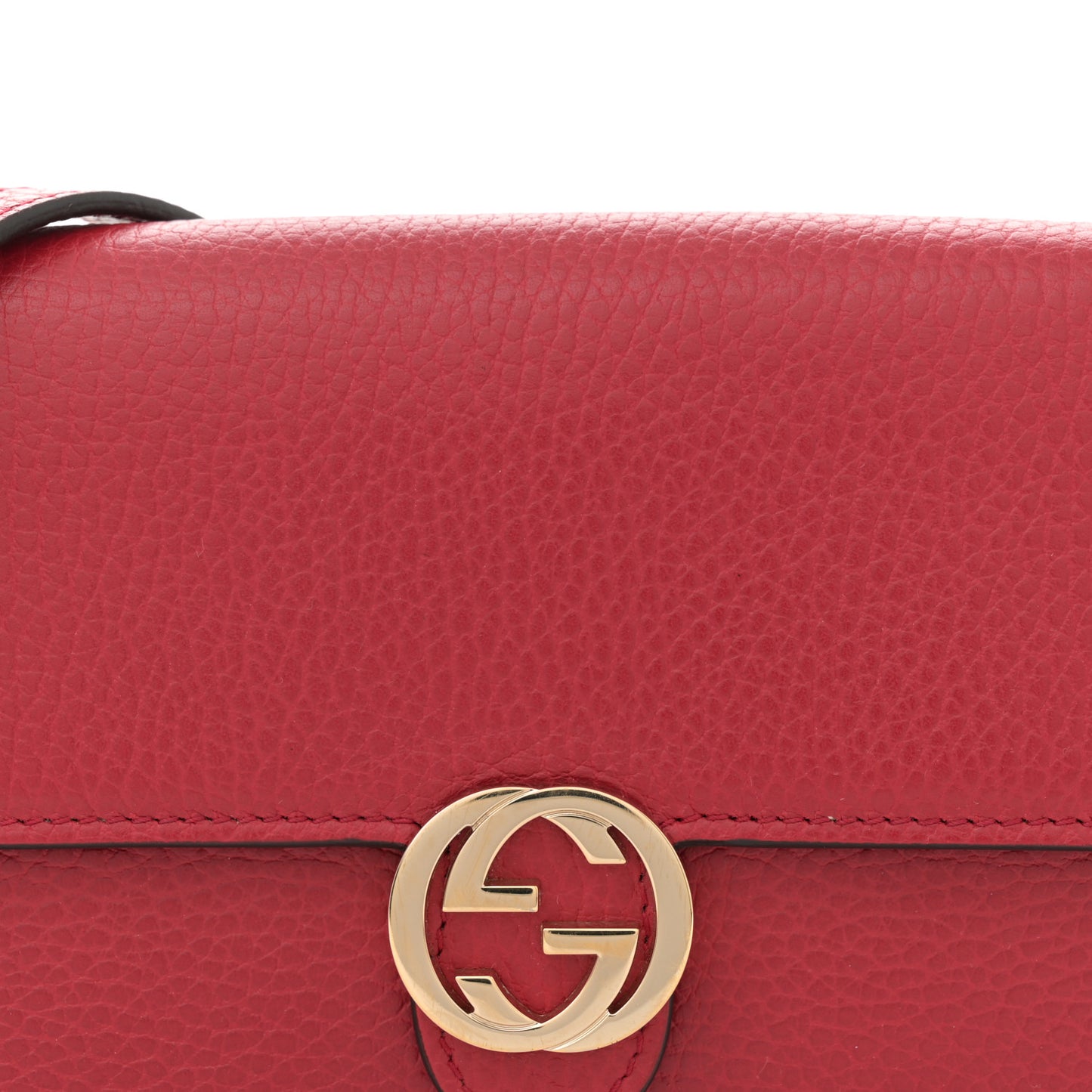 Dollar Calfskin Interlocking G Chain Wallet Red