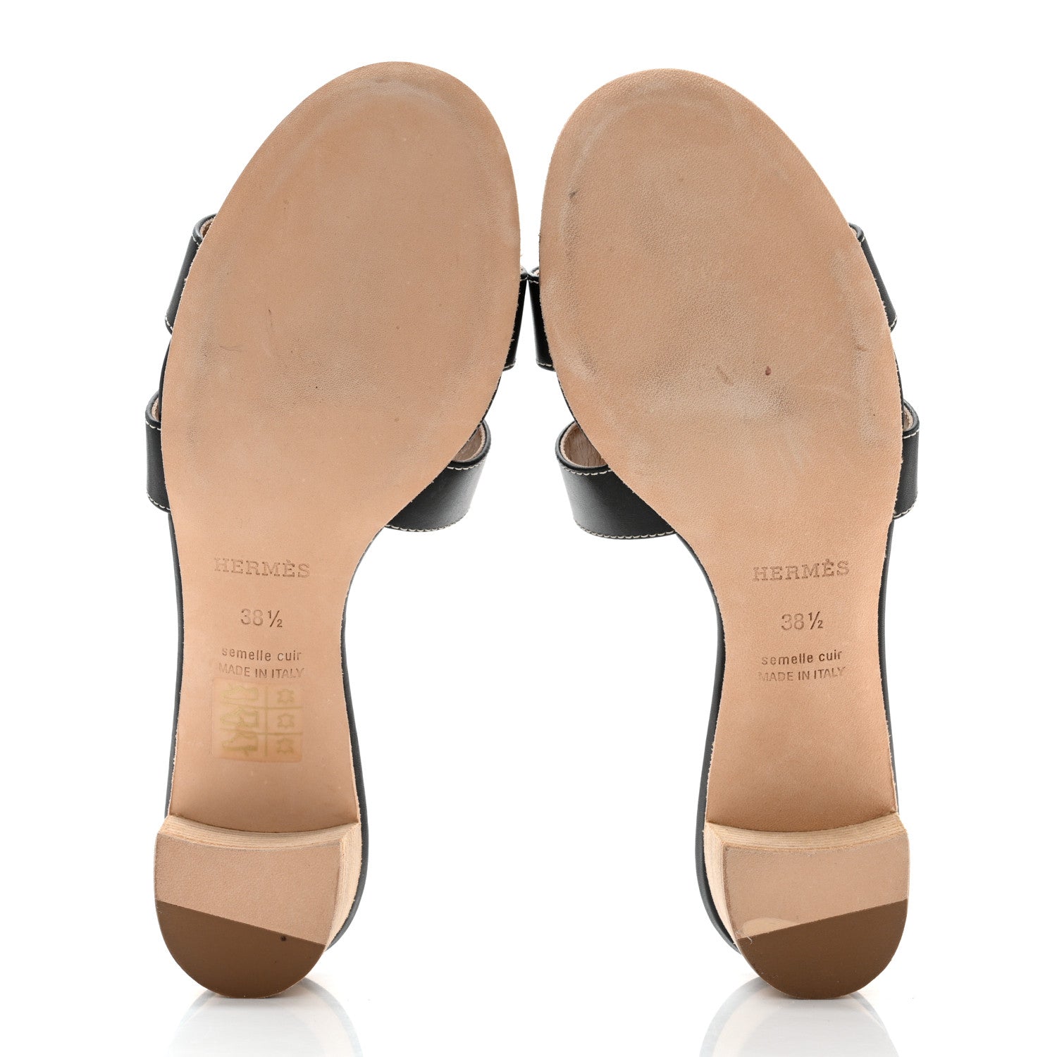Hermes Calfskin Oasis Sandals 38.5 Black 5 of 12
