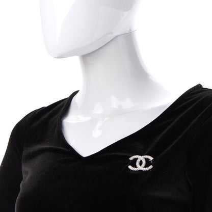 Chanel Crystal CC Brooch Silver 2 of 4