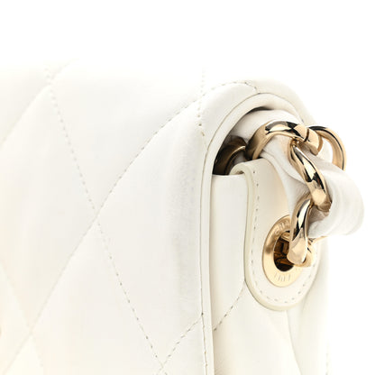Chanel Lambskin Quilted Small Logo Strap Flap White 10 of 12