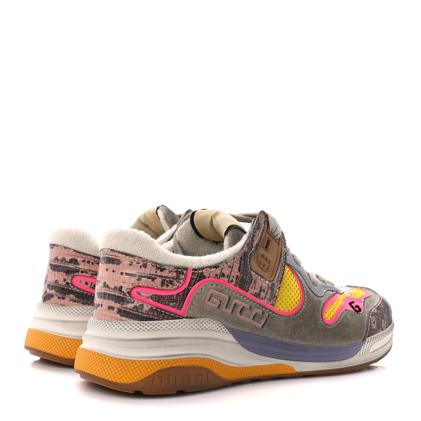 Suede Calfskin Tejus Printed Womens Ultrapace Sneakers 37 Pink Silver Oatmeal Yolk