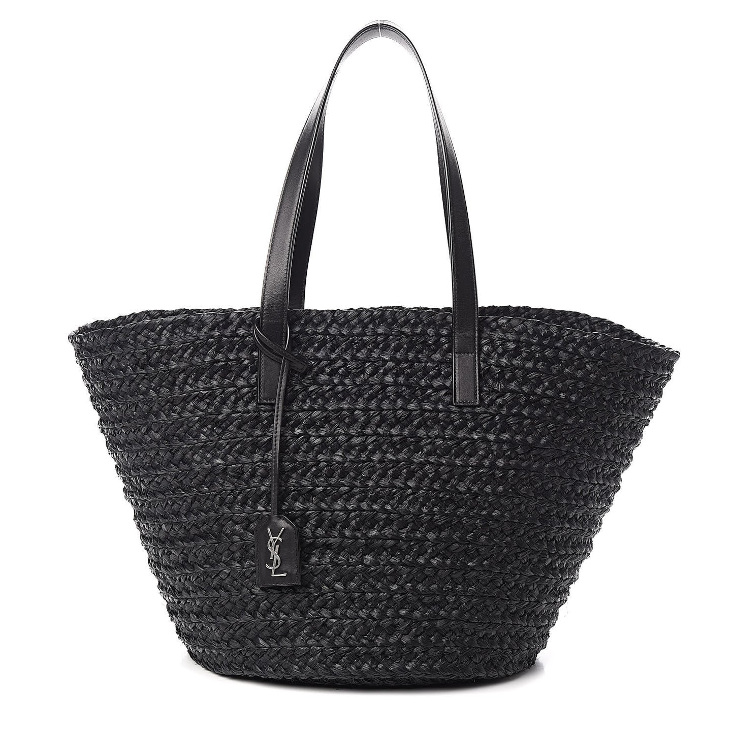 Raffia Medium Panier Bag Black